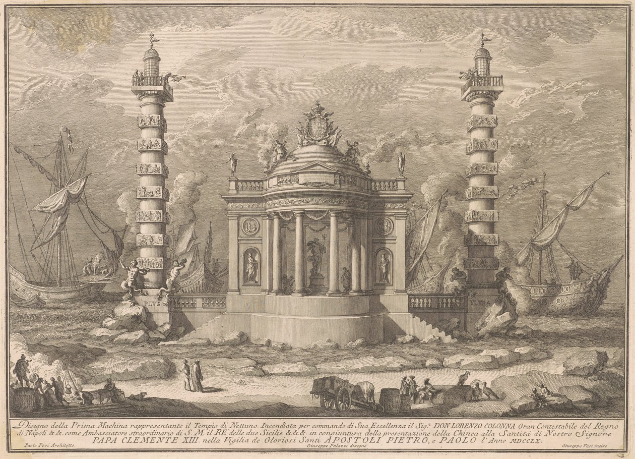 La Prima Macchina para la Chinea de 1760: El Templo de Neptuno de after Giuseppe Palazzi Giuseppe Vasi after Paolo Posi