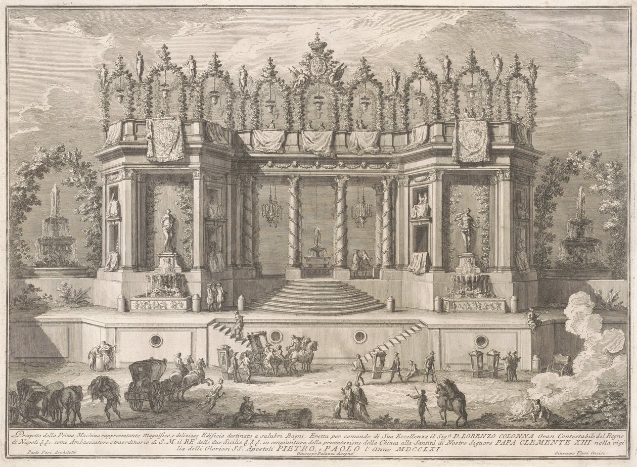 La Prima Macchina para la Chinea de 1761: Los Baños Saludables de after Giuseppe Palazzi Giuseppe Vasi after Paolo Posi