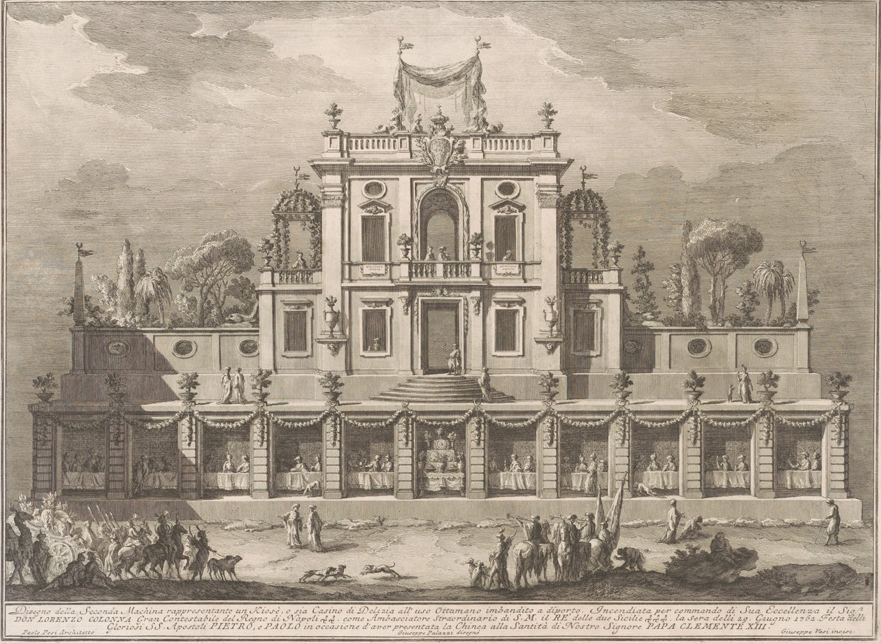 La Segunda Máquina para la Chinea de 1762: Un Kiosco, o Casa de Placer en Estilo Otomano de after Giuseppe Palazzi Giuseppe Vasi after Paolo Posi
