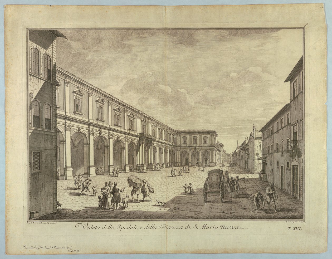 Vista de Florencia, placa de "Scelta di XXIV Vedute delle principali contrade, piazze, chiese, e palazzi della Città di Firenze" de after Giuseppe Zocchi