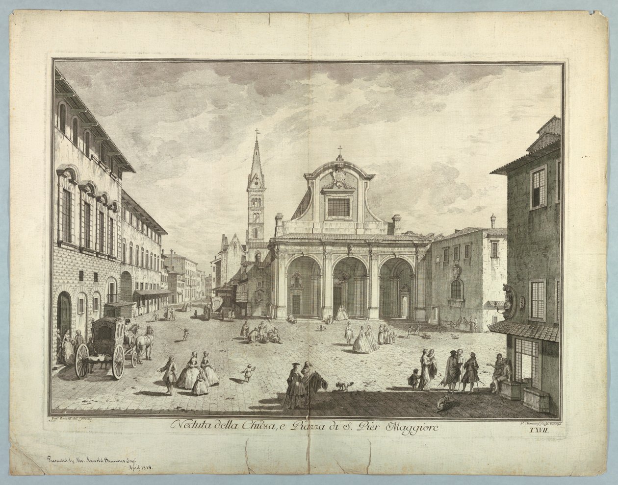 Vista de Florencia, Placa de "Selección de XXIV Vistas de las Principales Calles, Plazas, Iglesias y Palacios de la Ciudad de Florencia" de after Giuseppe Zocchi