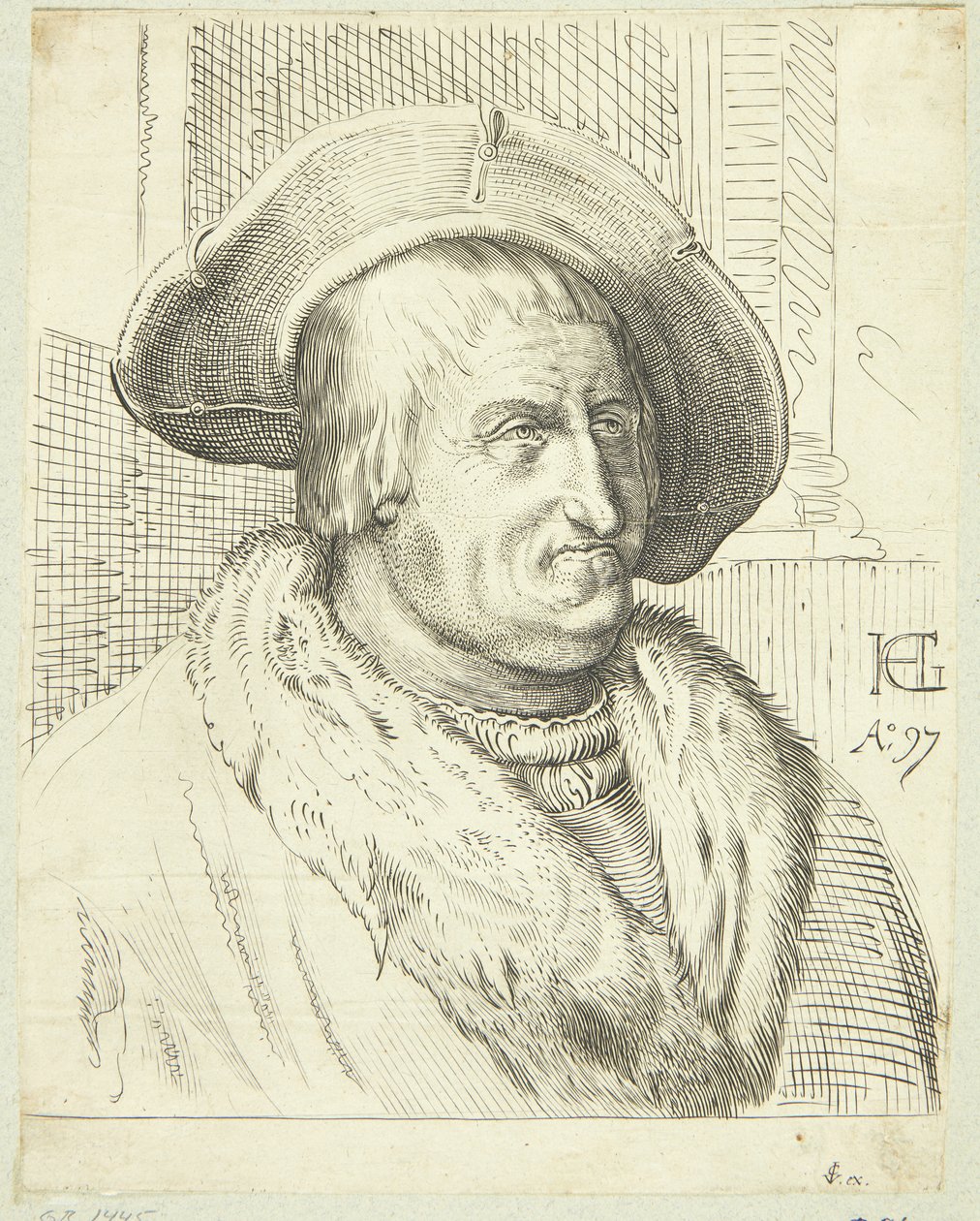 Retrato imaginario de un anciano con sombrero de after Hendrick Goltzius