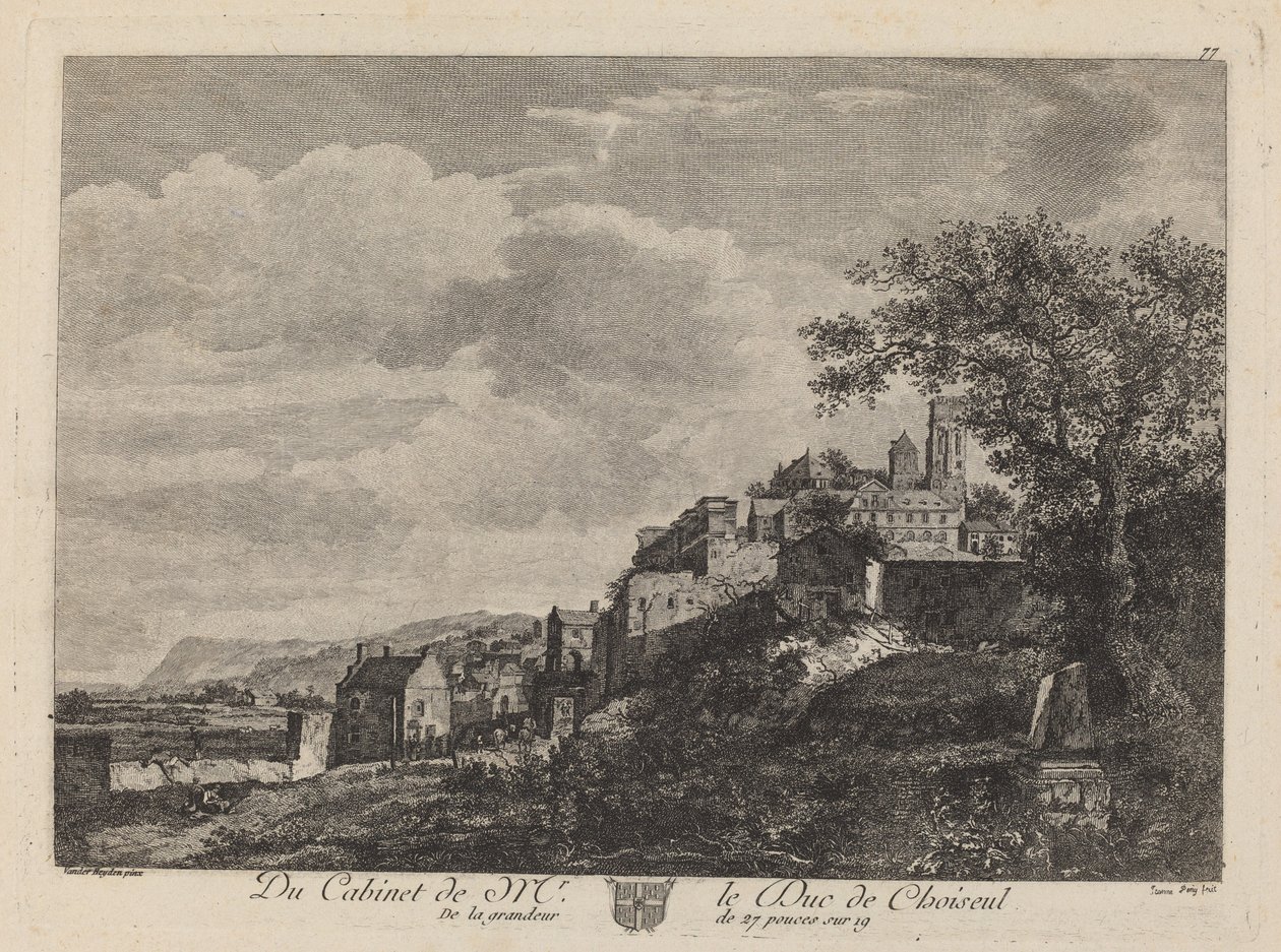 Vista de un pueblo en la colina de after Jan van der Heyden Jeanne Deny