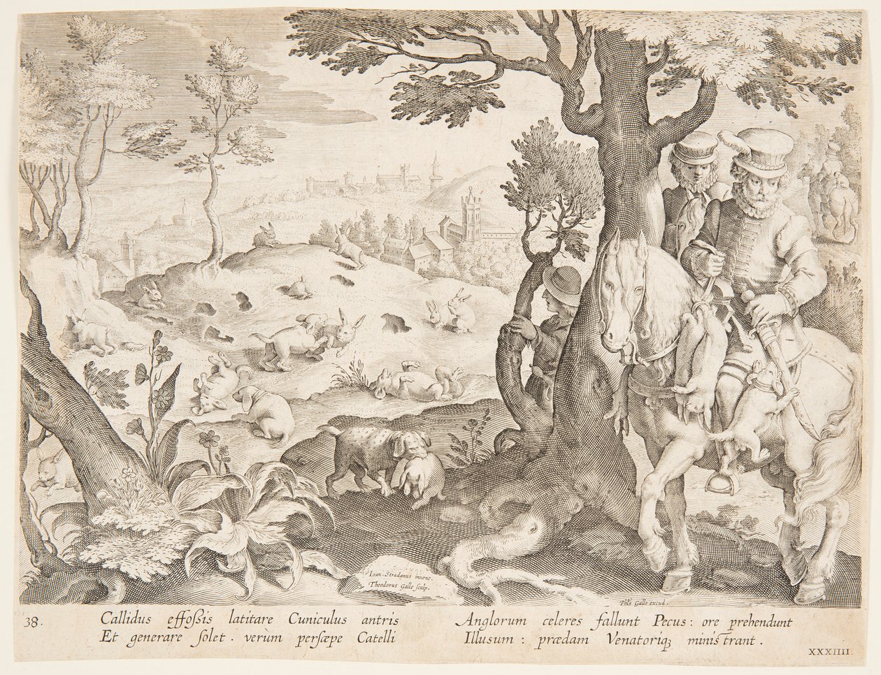 Caza de conejos de after Jan van der Straet, called Stradanus