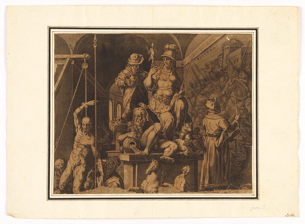 Los Practicantes de las Artes Visuales (mitad superior de hoja rasgada) de after Jan van der Straet, called Stradanus