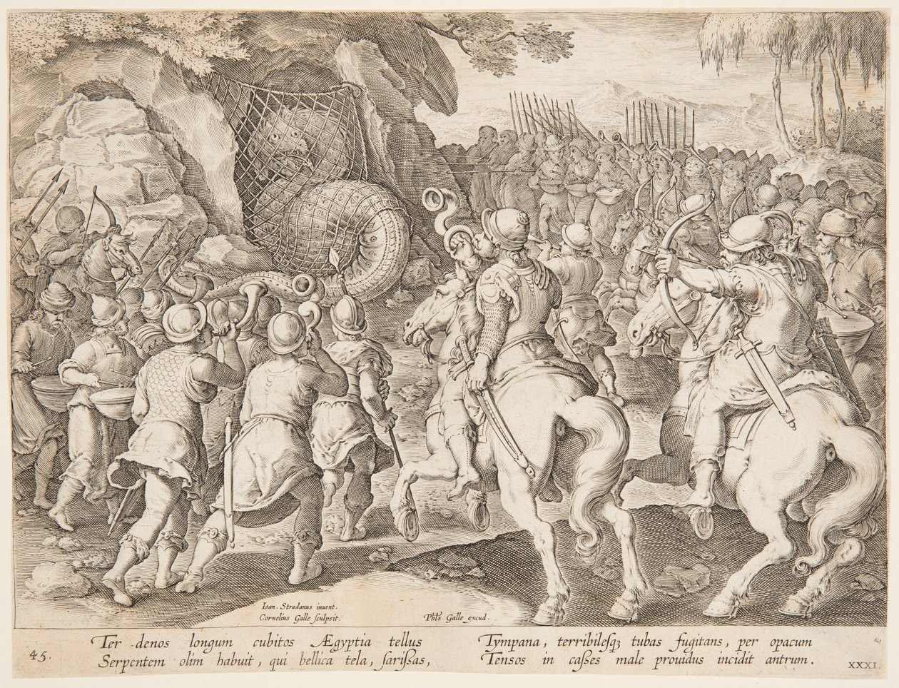 Atrapando la serpiente de after Jan van der Straet, called Stradanus