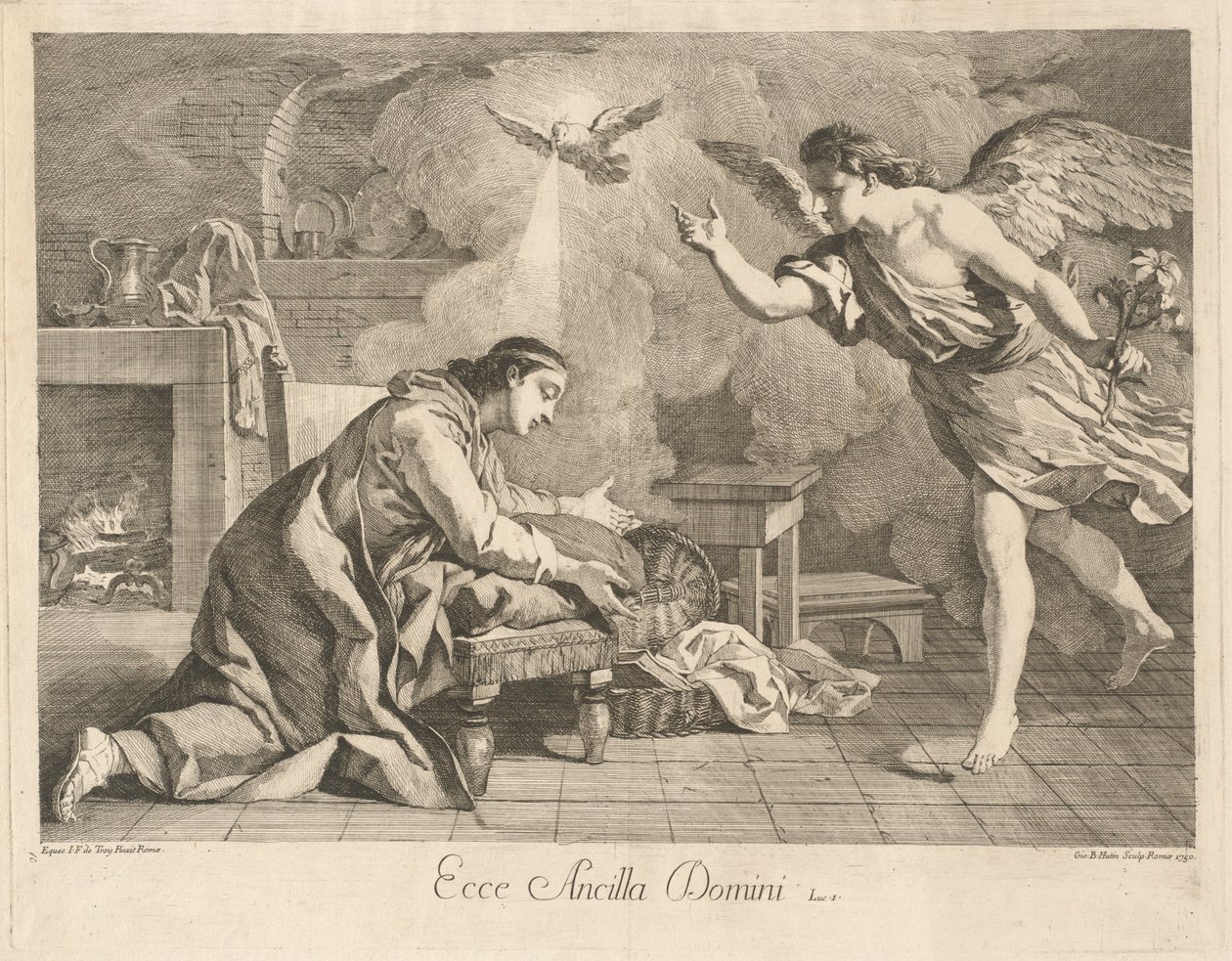 La Anunciación de after Jean François de Troy Jean Baptiste Hutin