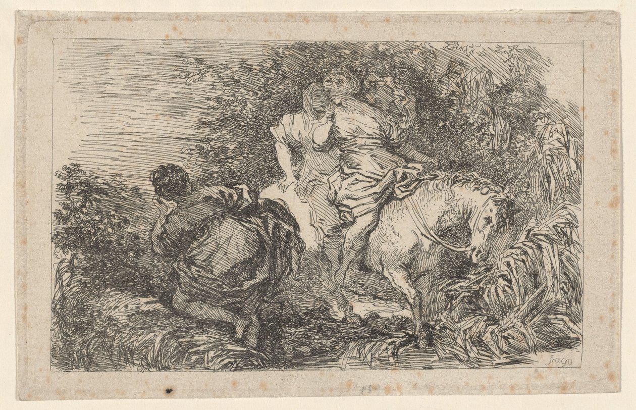 La huida de Cloelia de after Livio Mehus Jean Honoré Fragonard
