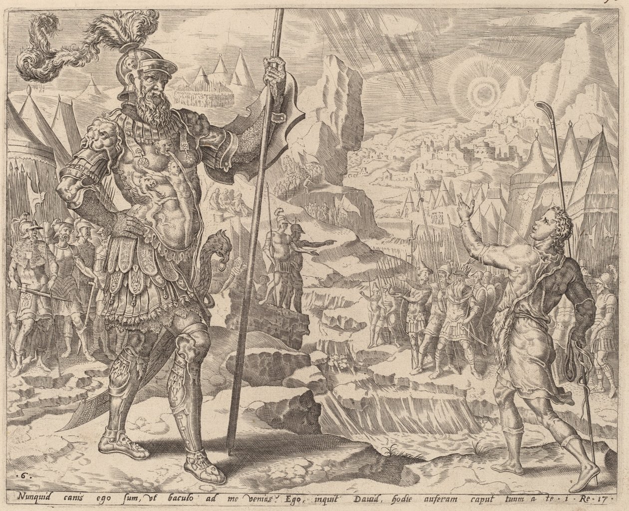 David encontrando a Goliat de after Maerten van Heemskerck