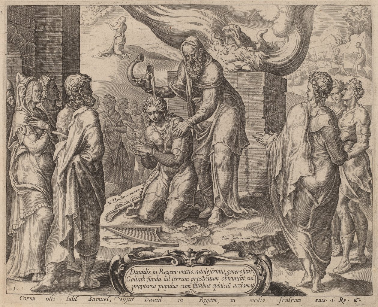 Samuel ungiendo a David de after Maerten van Heemskerck