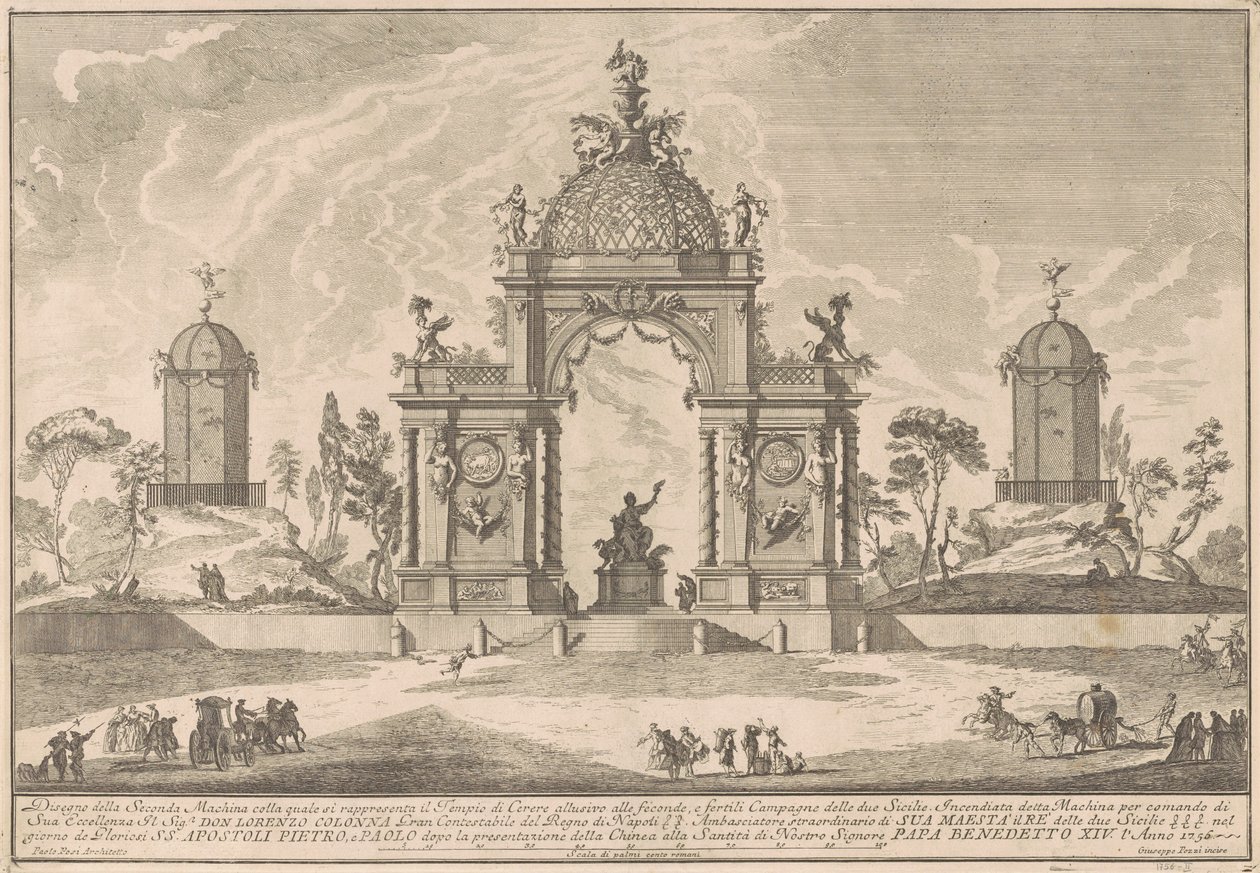La Seconda Macchina para la Chinea de 1756: El templo de Ceres de after Paolo Posi Giuseppe Pozzi