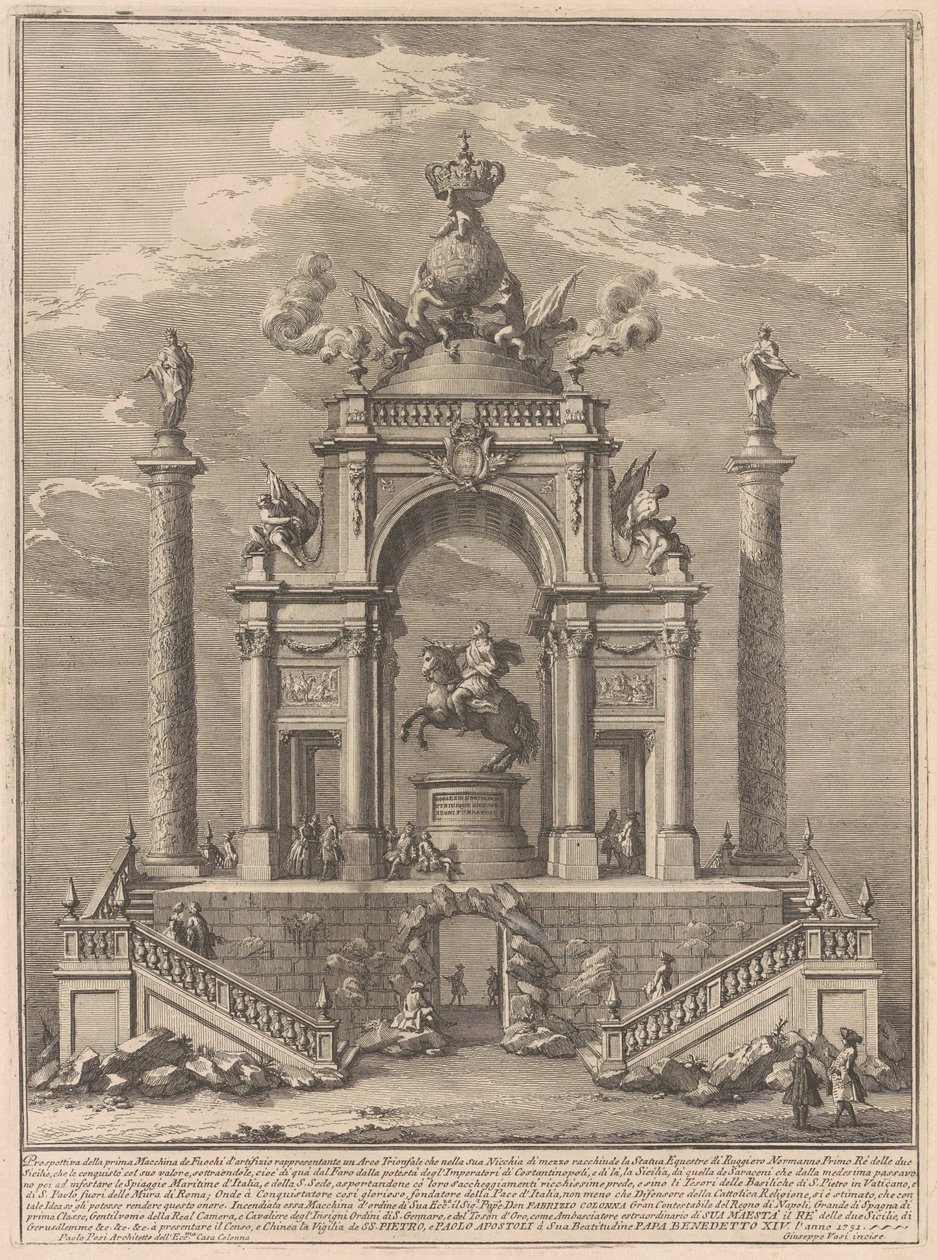 La Prima Macchina para la Chinea de 1751: Arco triunfal para Roger I de Sicilia de after Paolo Posi Giuseppe Vasi