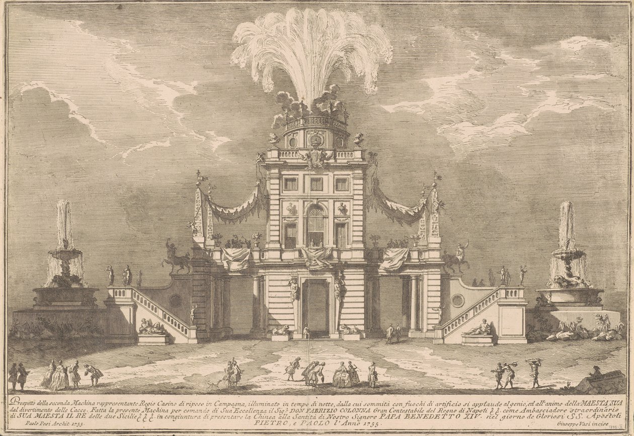 La segunda máquina para la Chinea de 1755: Un pabellón de caza real de after Paolo Posi Giuseppe Vasi