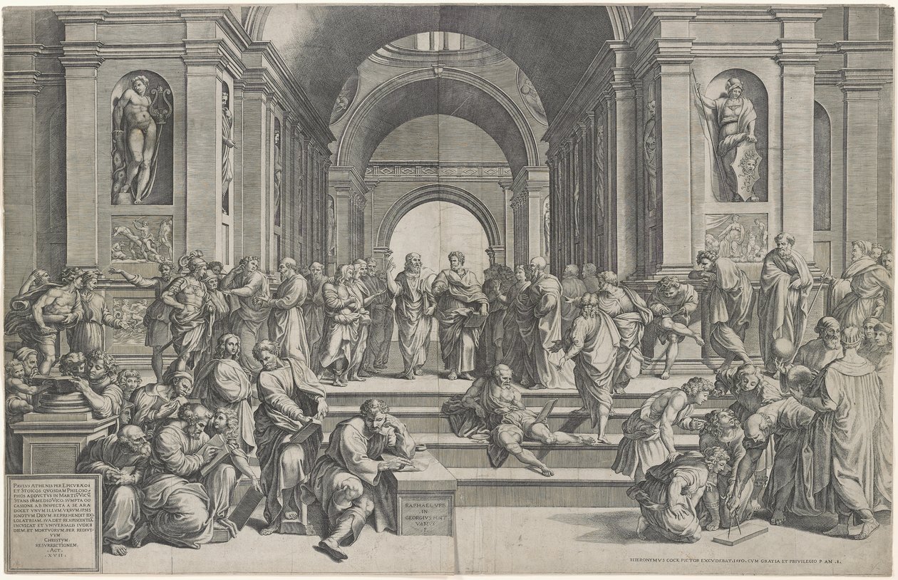 La Escuela de Atenas, pub. 1550 de after Raphael
