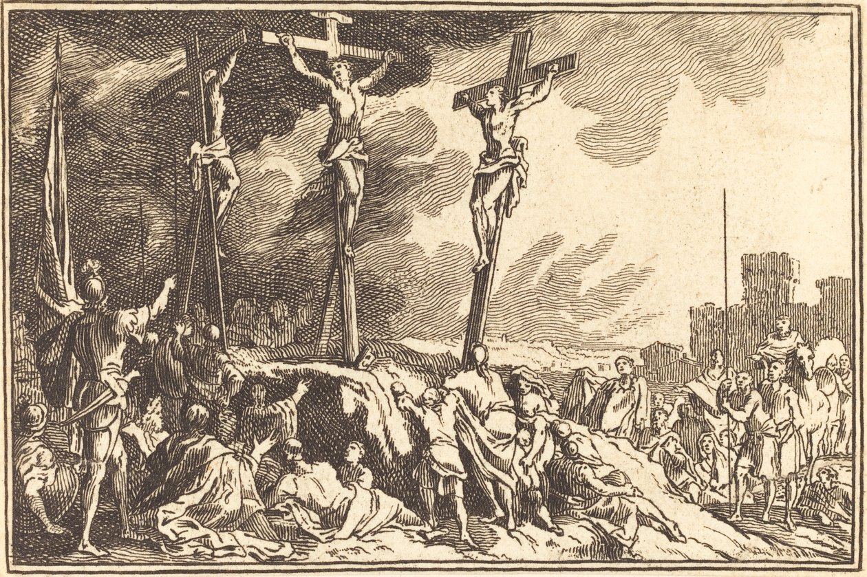 Cristo en la cruz entre los dos ladrones de after Sébastien Le Clerc I