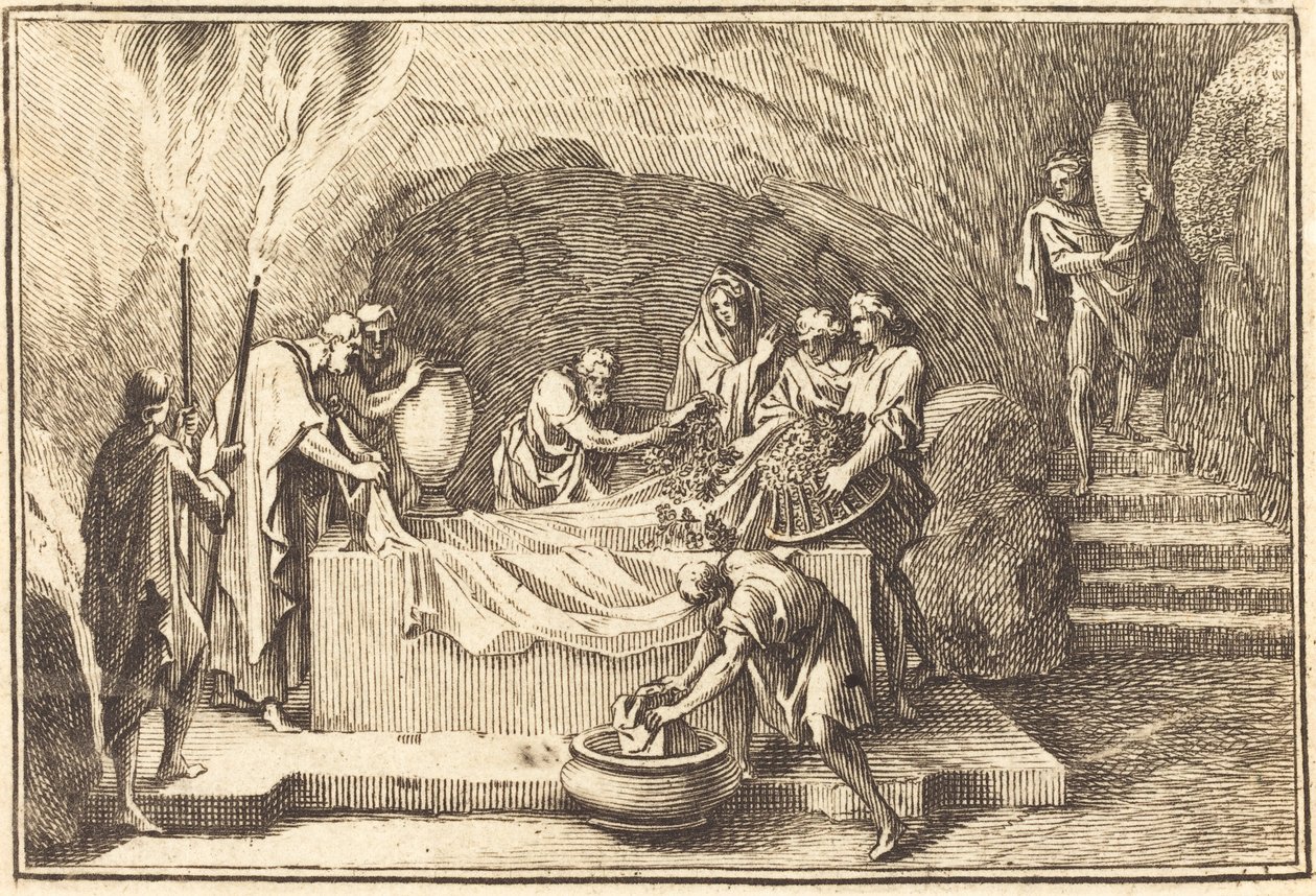 El cuerpo de Cristo cubierto con flores y perfume de after Sébastien Le Clerc I