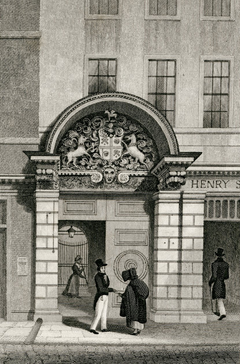 Barber Surgeons Hall, Monkwell Street, 1830 de Thomas Hosmer after Shepherd