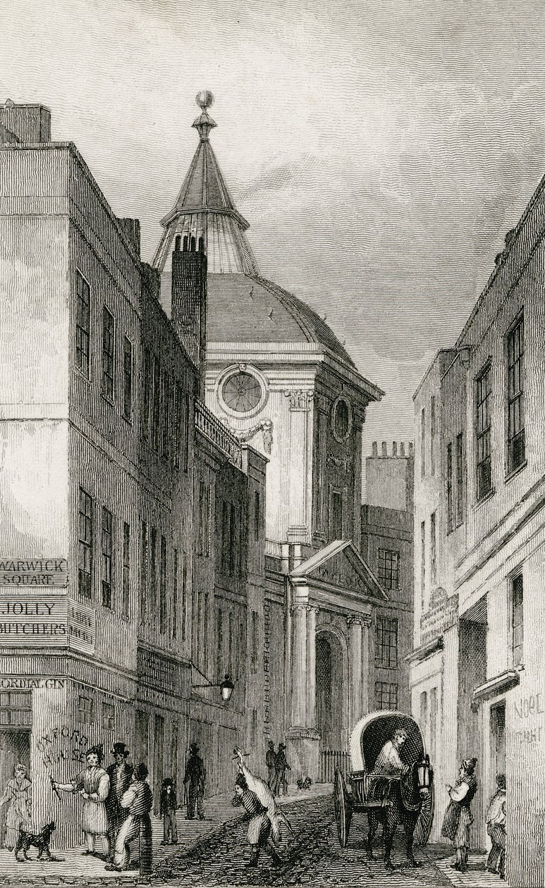 Colegio de Médicos, Warwick Lane, 1830 de Thomas Hosmer after Shepherd