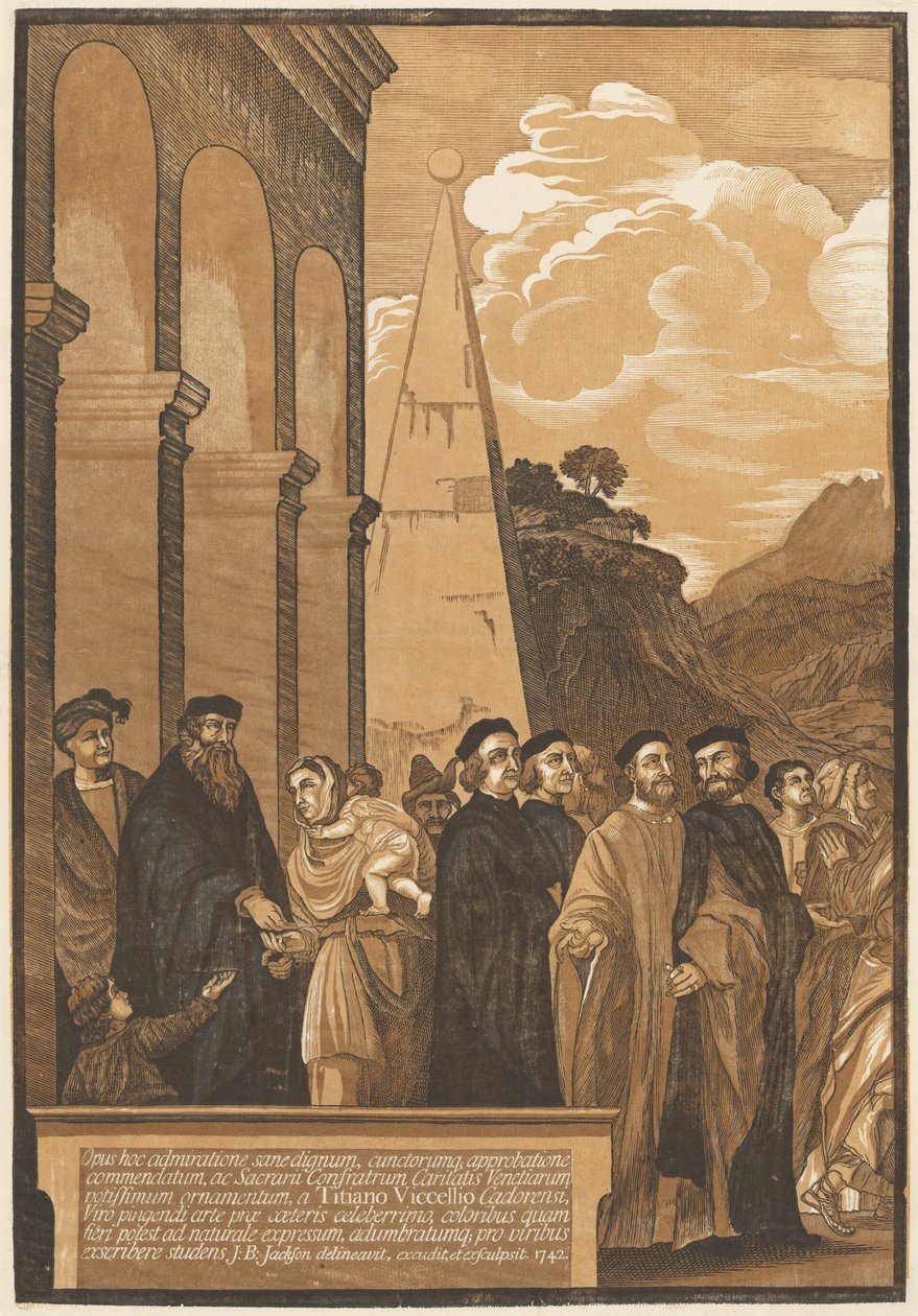 Presentación de la Virgen en el Templo (Panel Izquierdo) de after Titian John Baptist Jackson