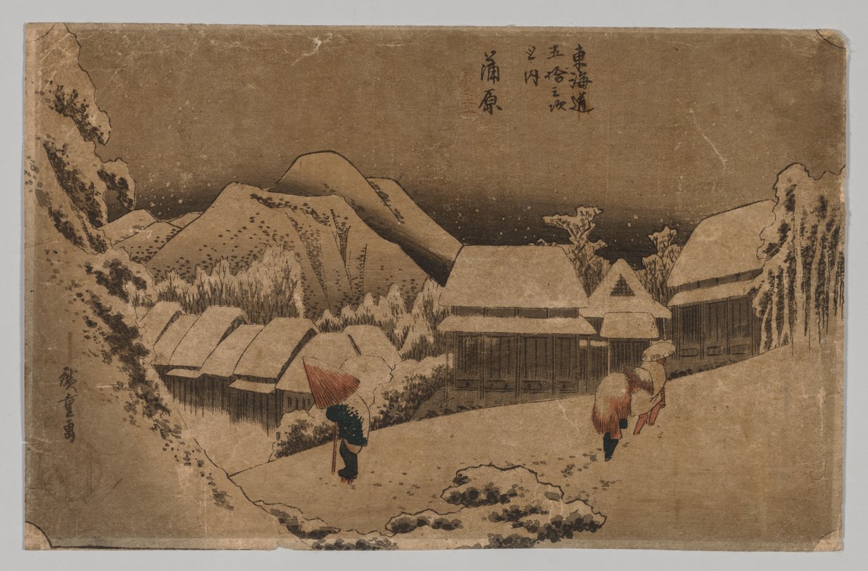 Kambara: Nieve Nocturna de after Utagawa Hiroshige