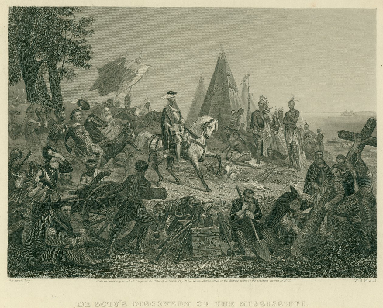 El descubrimiento del Mississippi por De Soto de after W.H. Powell