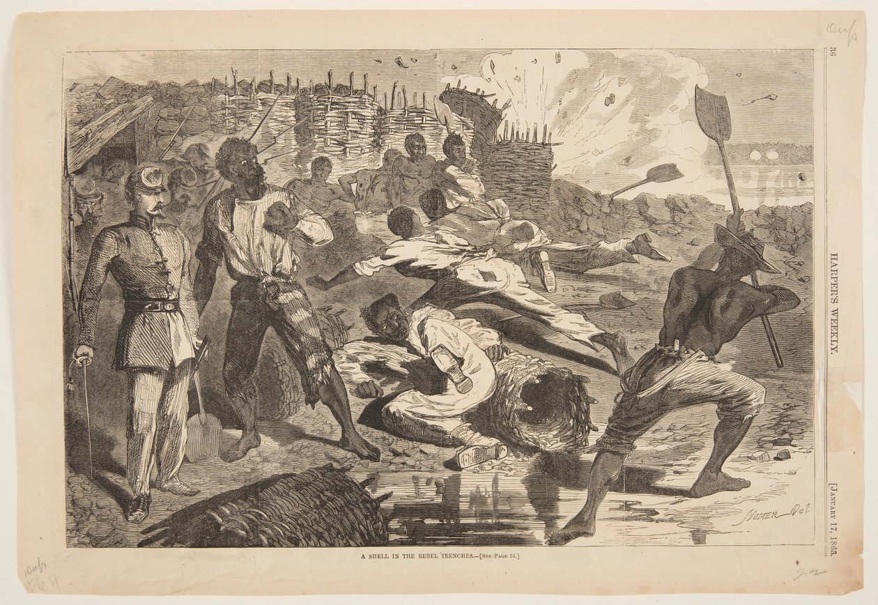 Un proyectil en las trincheras rebeldes de Winslow Homer