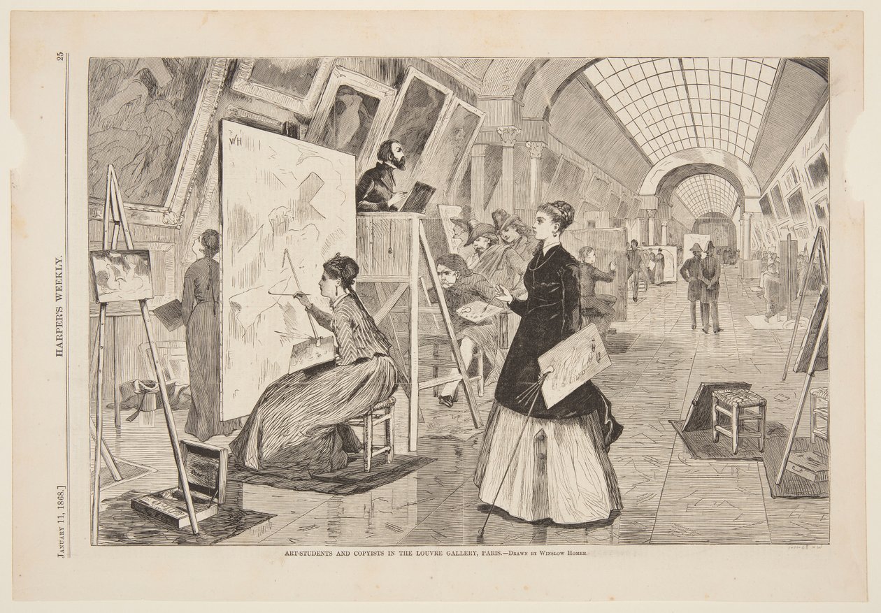 "Arte - Estudiantes y copistas en la Galería del Louvre, París" de Winslow Homer