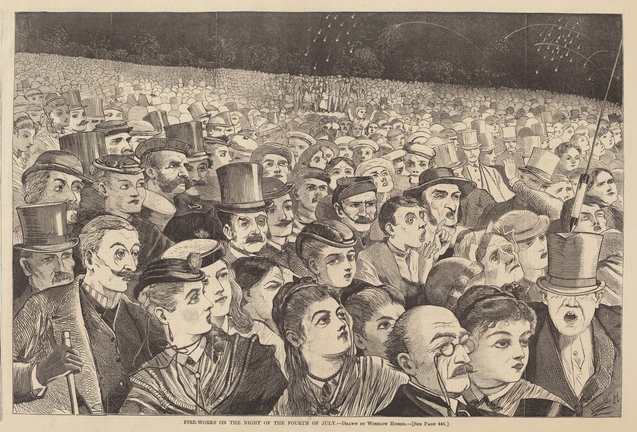 Fuegos Artificiales en la Noche del Cuatro de Julio de Winslow Homer