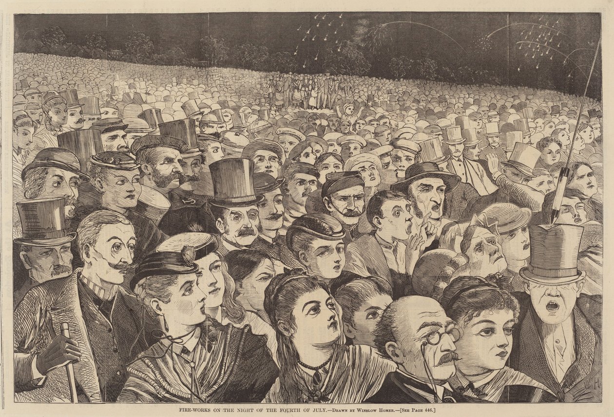 Fuegos artificiales en la noche del cuatro de julio de Winslow Homer