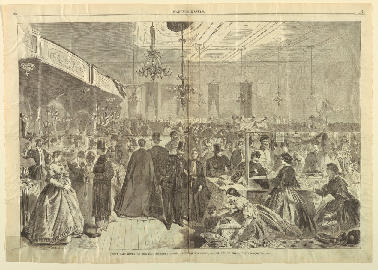 Gran feria en el City Assembly Rooms, Nueva York, diciembre de 1861, en ayuda de los pobres de la ciudad, de Harper