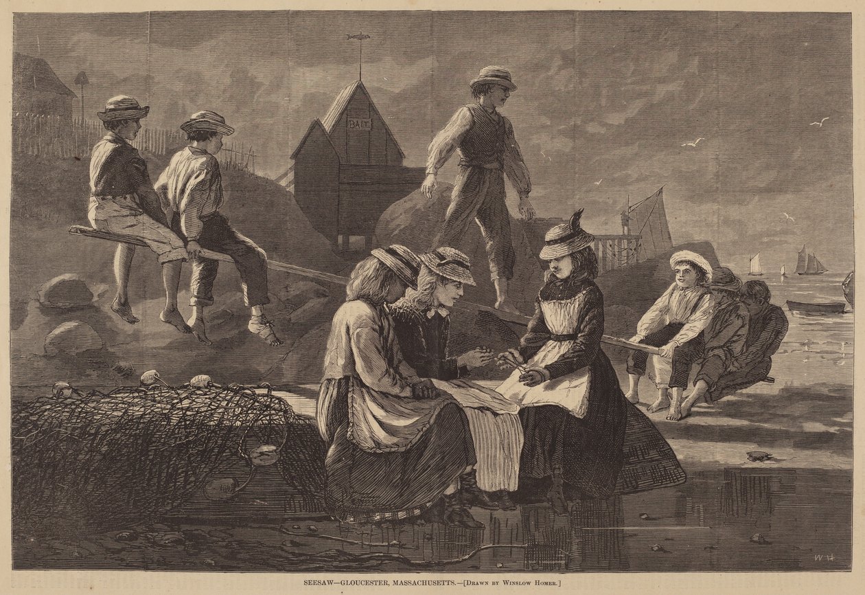 Sube y baja - Gloucester, Massachusetts de after Winslow Homer