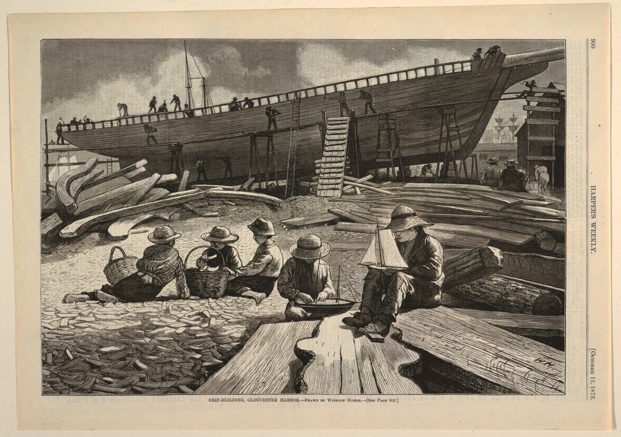 Construcción de barcos, Puerto de Gloucester, de Harper