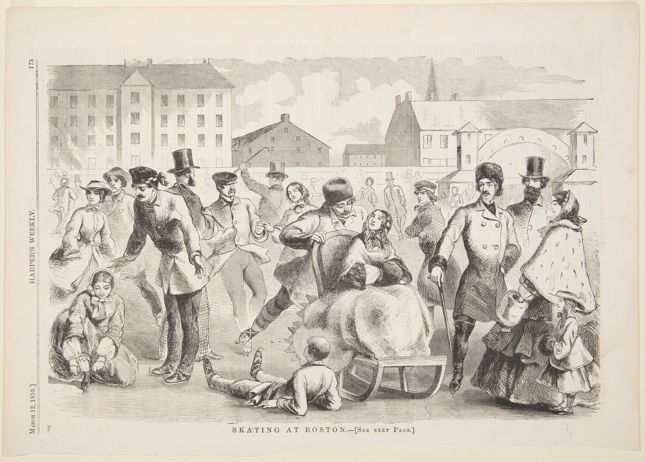 Patinaje en Boston de after Winslow Homer