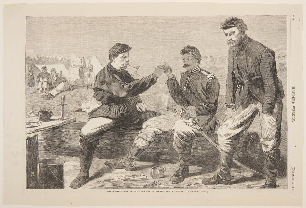 Día de Acción de Gracias en el ejército – Después de la cena: El hueso de los deseos de Winslow Homer
