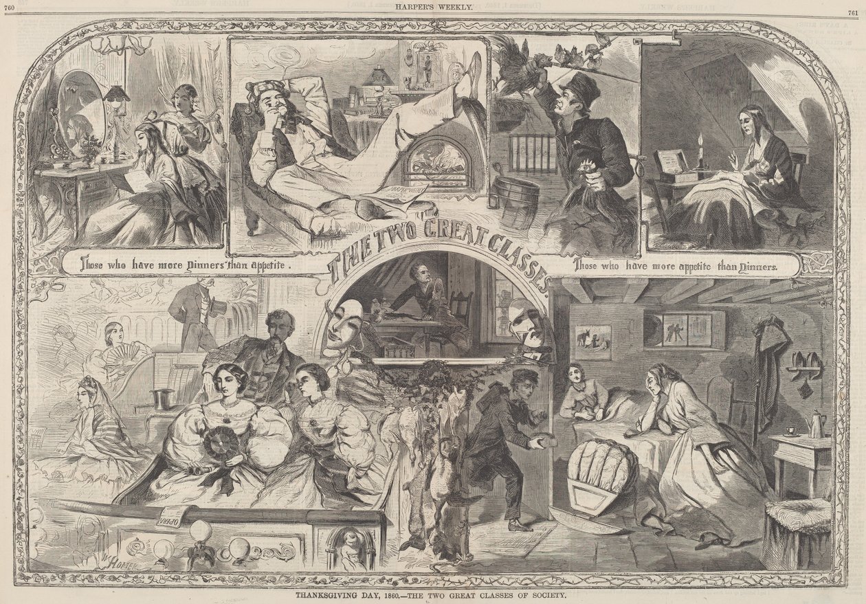 Día de Acción de Gracias, 1860 - Las Dos Grandes Clases de la Sociedad de Winslow Homer