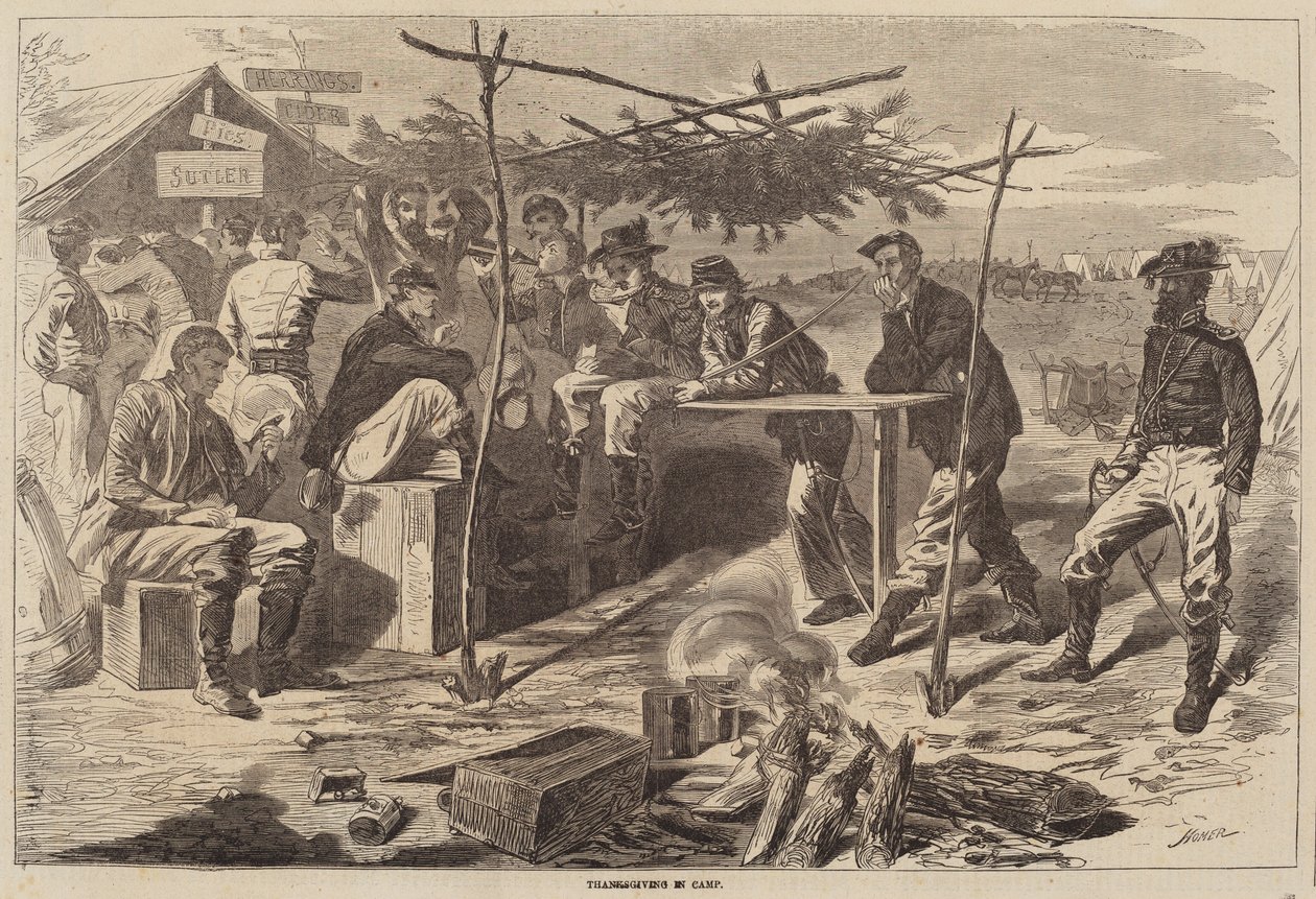 Acción de gracias en el campamento de after Winslow Homer