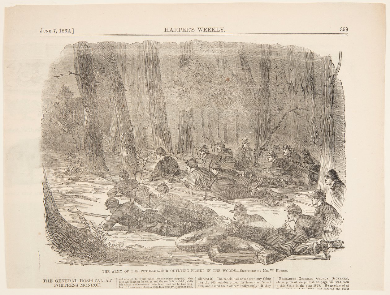 El Ejército del Potomac – Nuestro Piquete en el Bosque de after Winslow Homer