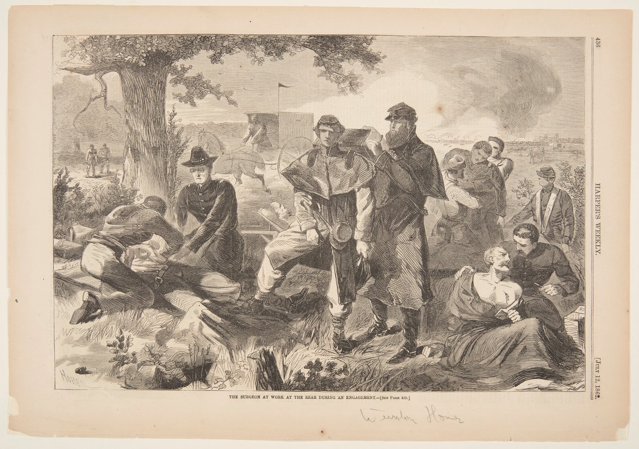 El cirujano trabajando en la retaguardia durante un enfrentamiento de after Winslow Homer