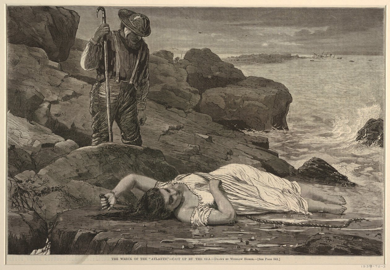El naufragio del "Atlántico" – Arrojado por el mar de after Winslow Homer