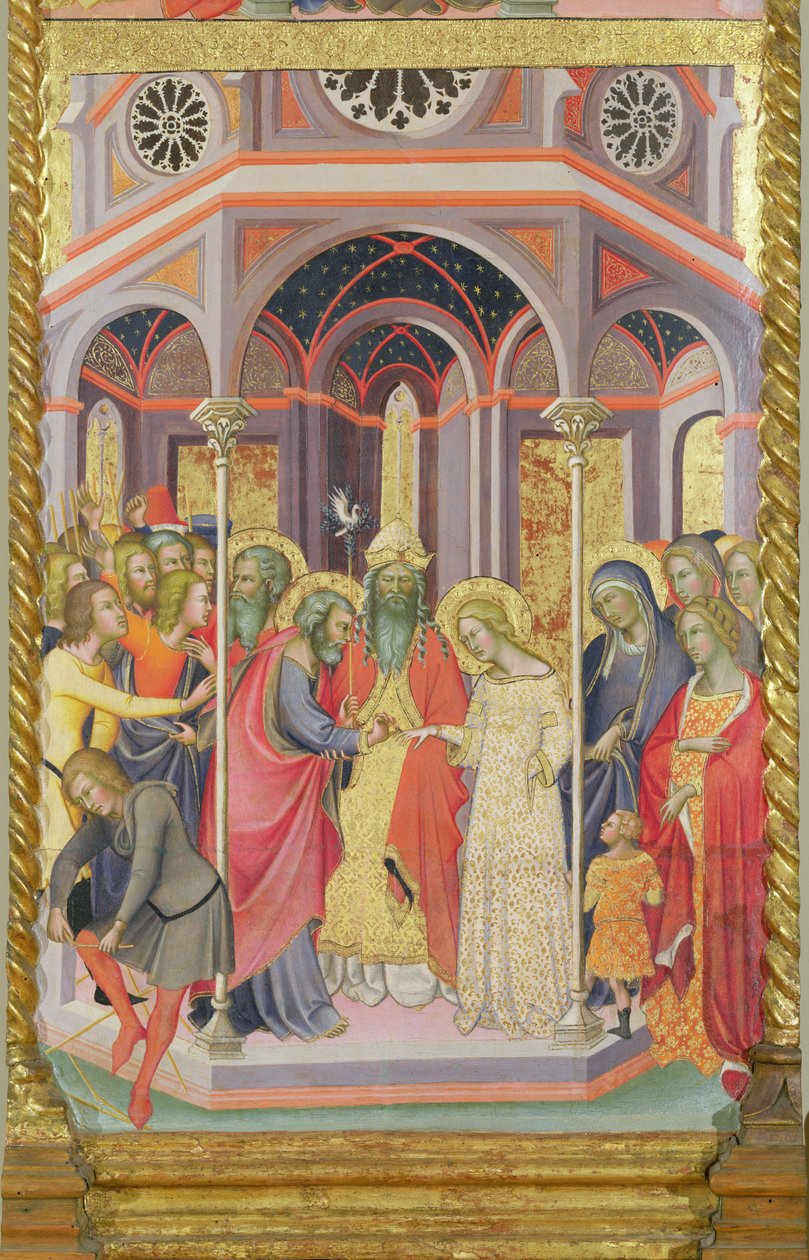 Tríptico de la Coronación de la Virgen, ala izquierda que representa el Matrimonio de la Virgen de also Manfredi de Battilori Bartolo di Fredi