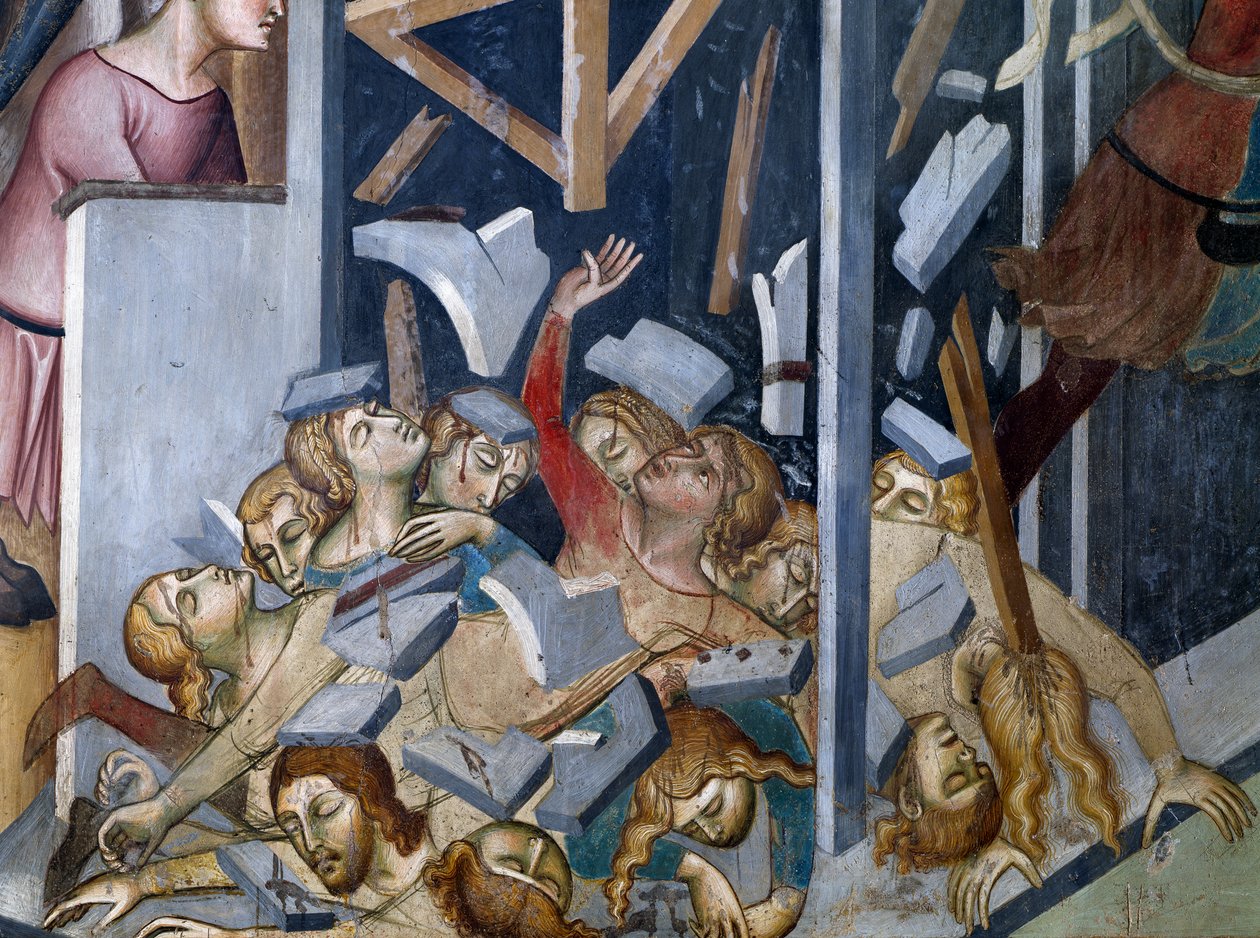 Caída de la Casa de Job, escena de las Historias del Antiguo Testamento de also Manfredi de Battilori Bartolo di Fredi
