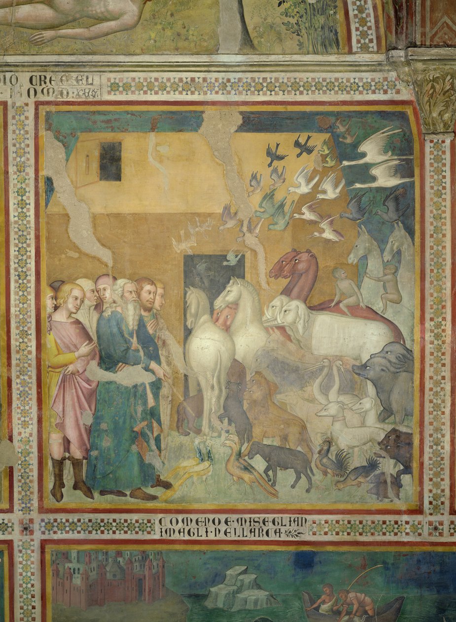 Noé guiando a los animales al arca, 1356-67 de also Manfredi de Battilori Bartolo di Fredi