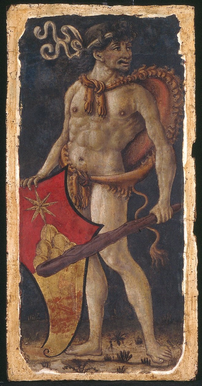 Holandés: Wildeman met wapen van de familie Chigi Hombre salvaje sosteniendo un escudo, mirando a la derecha de anonymous 