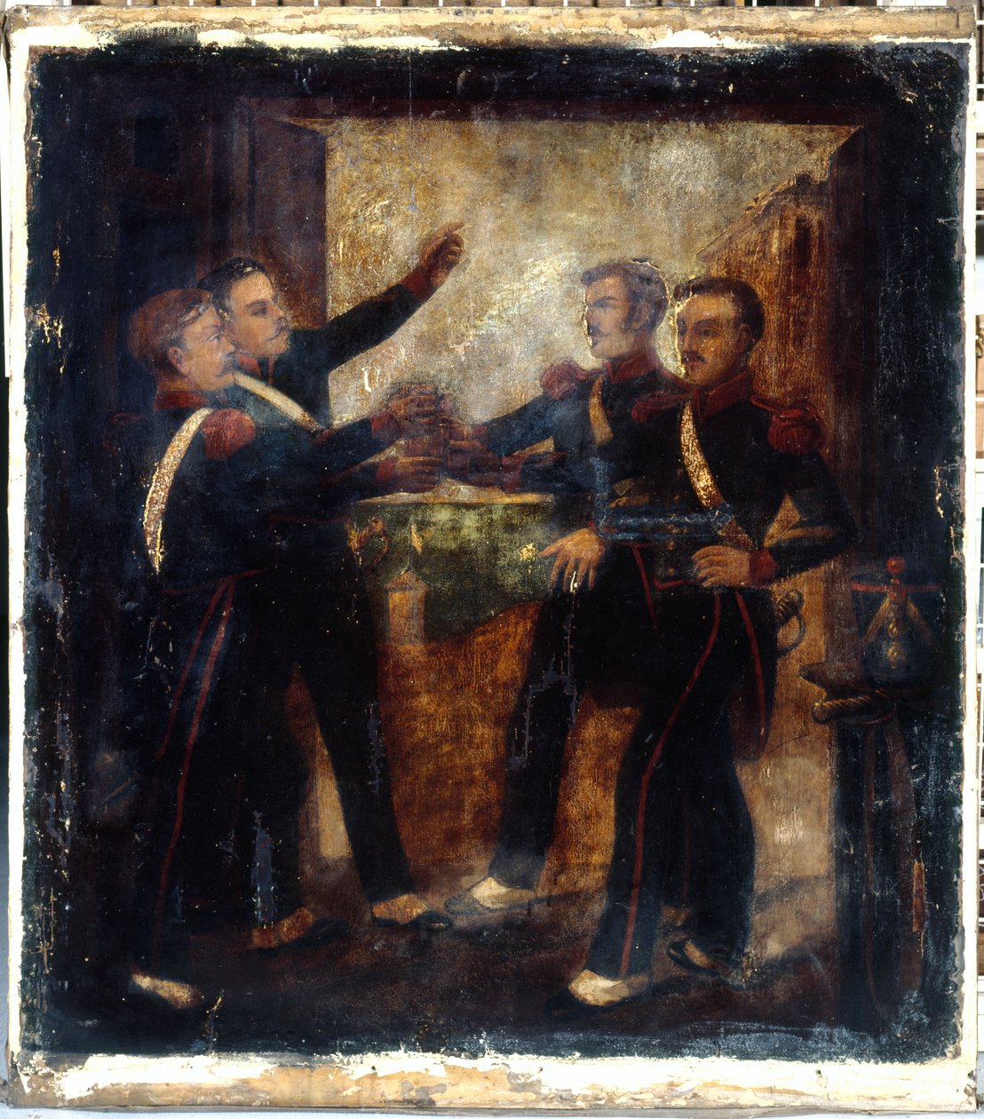 Francés: Aux quatre sergents de La Rochelle. Letrero del posadero. 3, boulevard Beaumarchais, 4º arrondissement, París de anonymous 