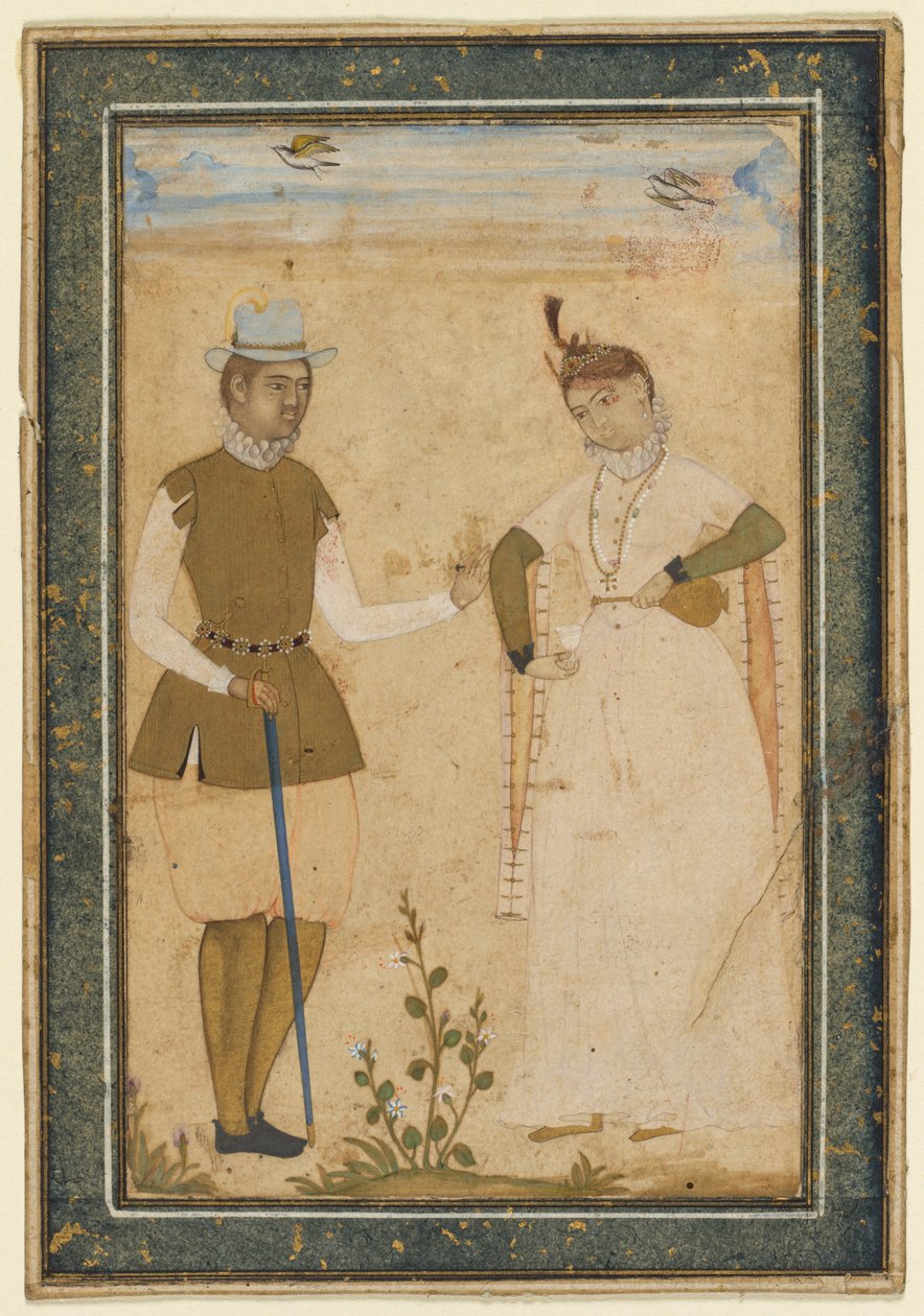 una pareja europea de attributed to Ali Riza, the "Bodleian Painter"