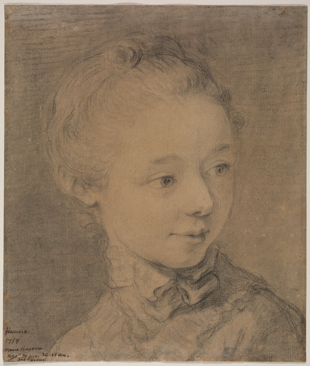 Cabeza de niña girando hacia la derecha de attributed to François Hubert Drouais