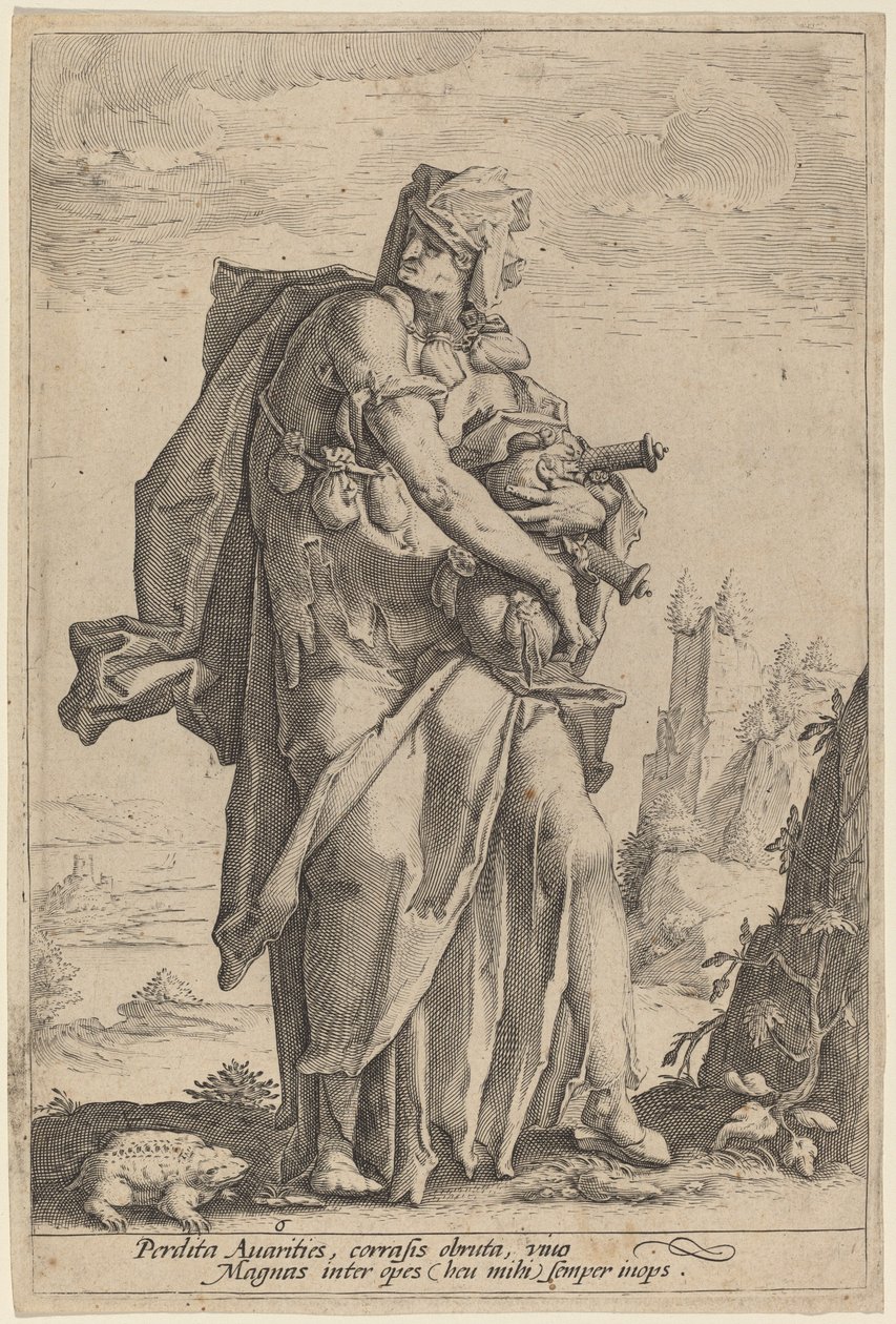 Avaricia de attributed to Jacob Matham, after Hendrik Goltzius