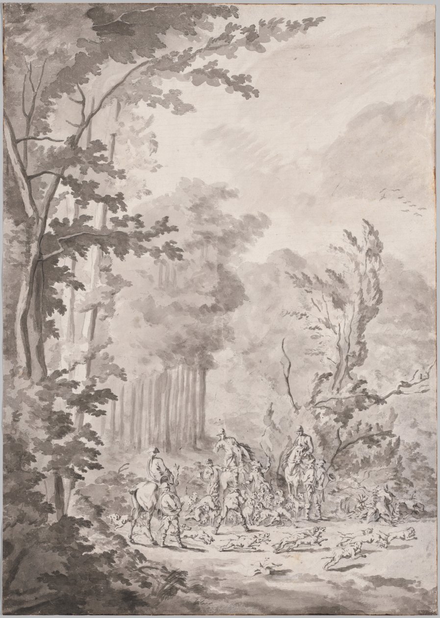 Una partida de caza en Marly de attributed to Jean Baptiste Martin, Le Vieux