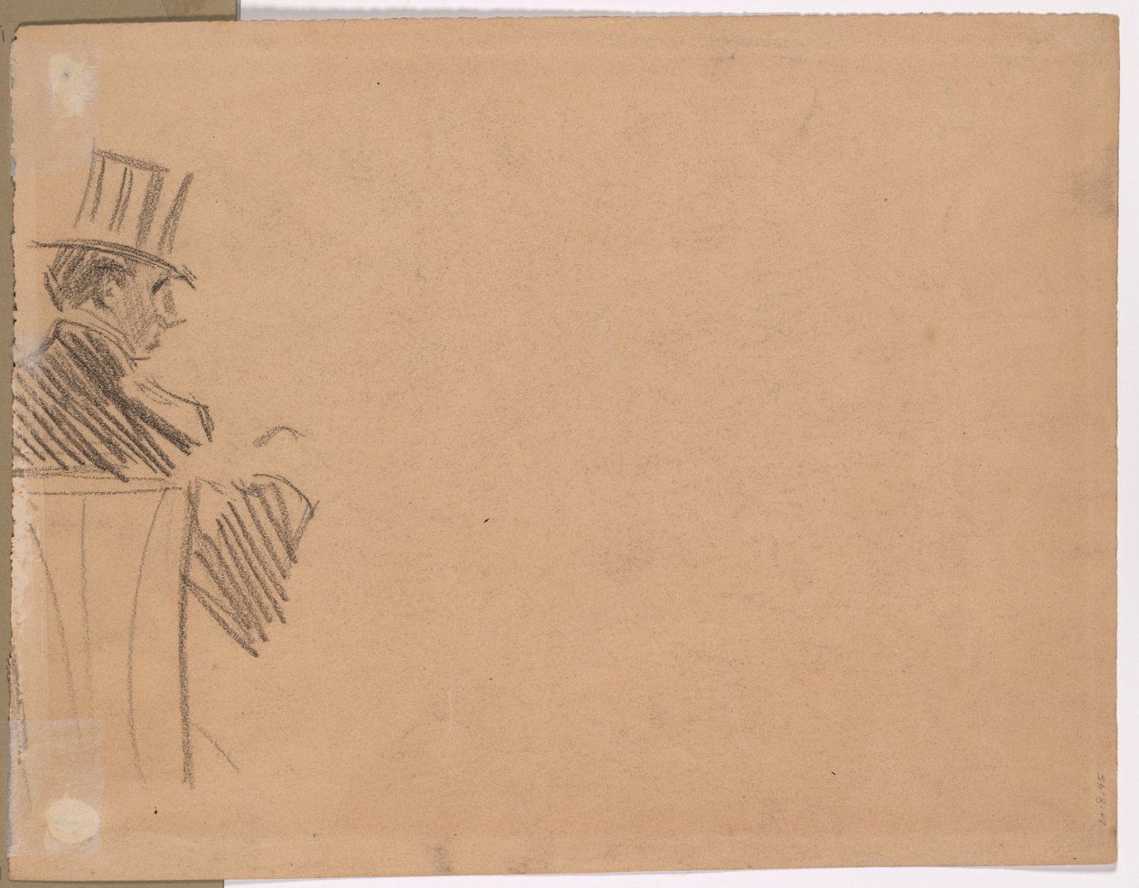 Perfil derecho del hombre con sombrero alto (verso) de attributed to Jean Louis Forain