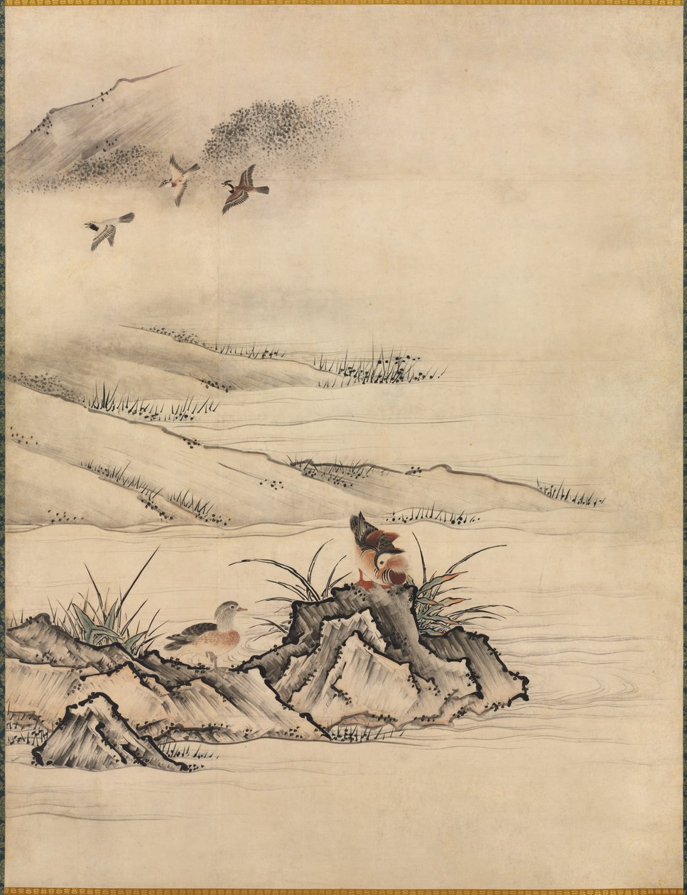 Flowers and Birds in a Spring Landscape de attributed to Kano Motonobu